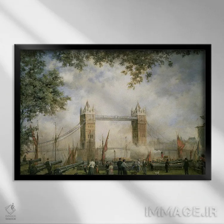 تابلو پل تاور از برج لندن اثر ریچارد ویلیس - نمای قابدار مشکی