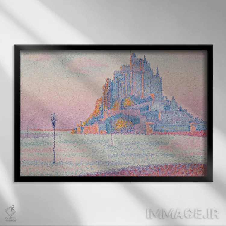 تابلو مون سنمیشل در غروب آفتاب، ۱۸۹۷ اثر پل سیگنک - نمای قابدار مشکی