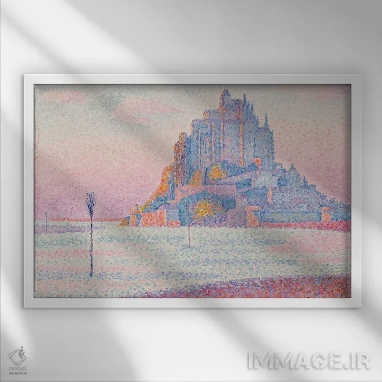 تابلو مون سنمیشل در غروب آفتاب، ۱۸۹۷ اثر پل سیگنک - نمای قابدار سفید