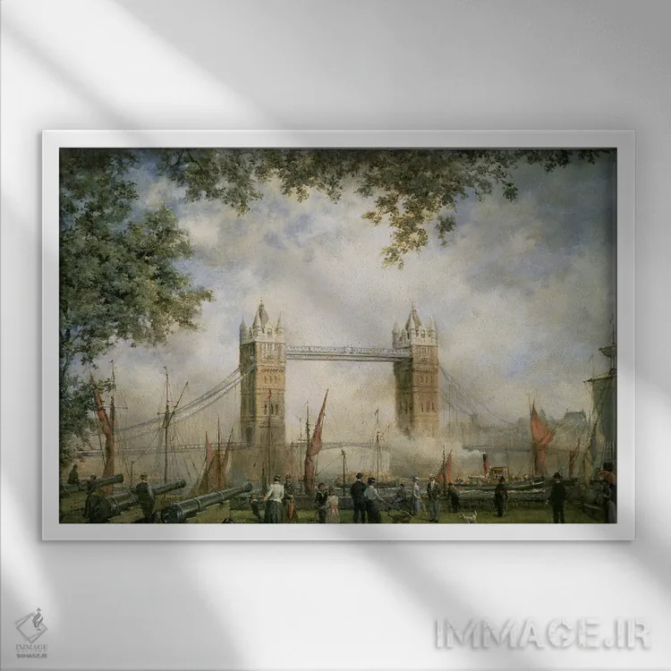 تابلو پل تاور از برج لندن اثر ریچارد ویلیس - نمای قابدار سفید