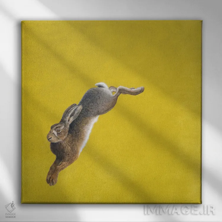 تابلو جهش-زرد اثر تیم هیوارد - نمای روبهرو روی دیوار