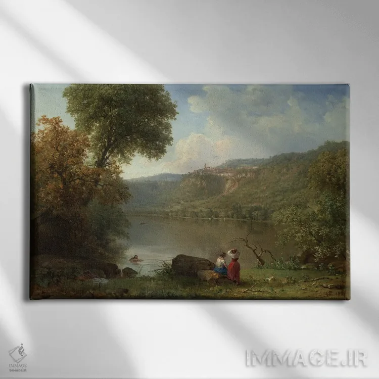تابلو دریاچه نمی (ایتالیا) اثر جورج اینس پدر (نقاش چشمانداز آمریکایی) - نمای روبهرو روی دیوار