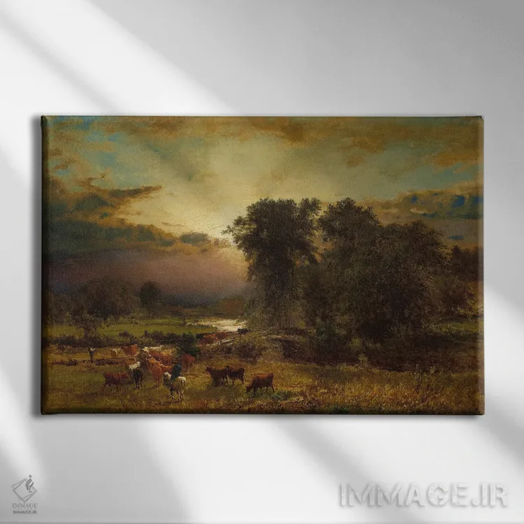 تابلو پیروزی نور اثر جورج اینس پدر (نقاش چشمانداز آمریکایی) - نمای روبهرو روی دیوار