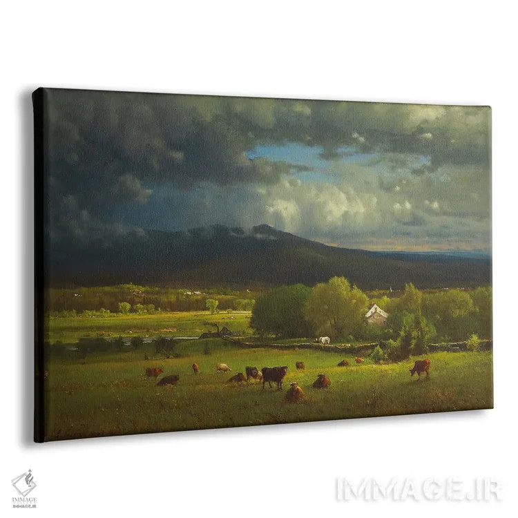 تابلو غروب خورشید بر رودخانه اثر جورج اینس پدر (نقاش چشمانداز آمریکایی) - نمای پرسپکتیو محصول