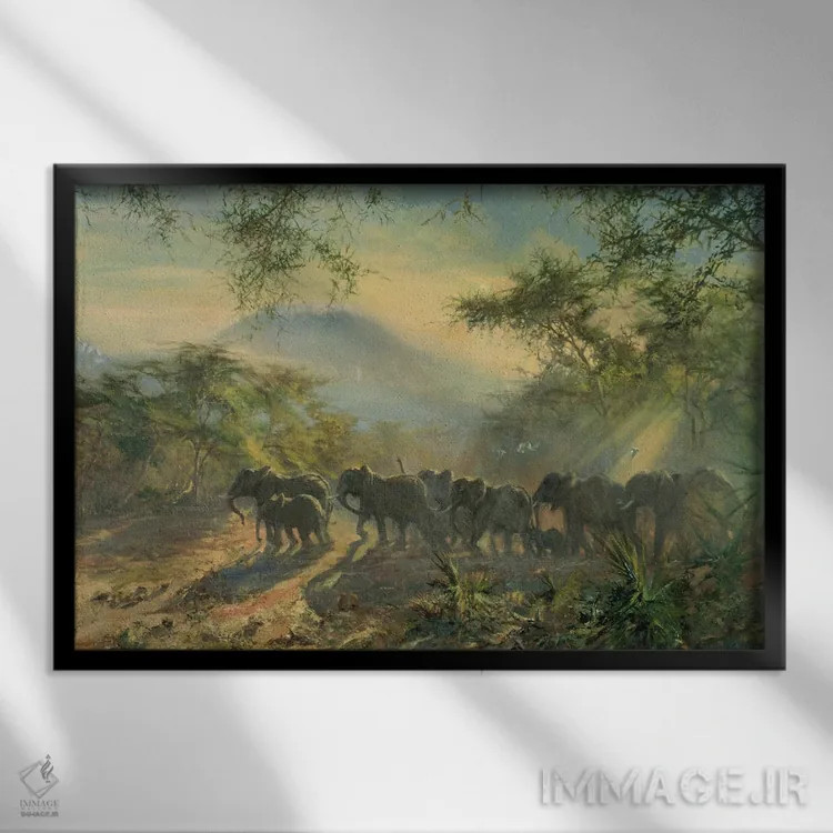 تابلو فیل، کلیمانجارو، ۱۹۹۵ اثر تیم اسکات بولتون - نمای قابدار مشکی