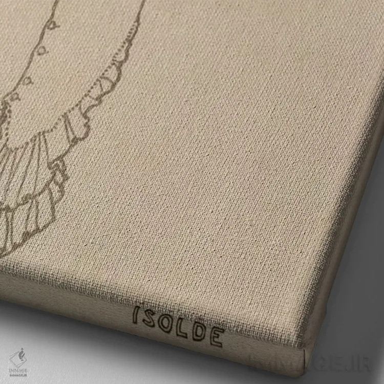 تابلو ایزولده، تصویرسازی از "استودیو"، ۱۸۹۵ اثر آبری بردزلی (هنرمند و تصویرگر بریتانیایی) - نمای نزدیک بافت بوم