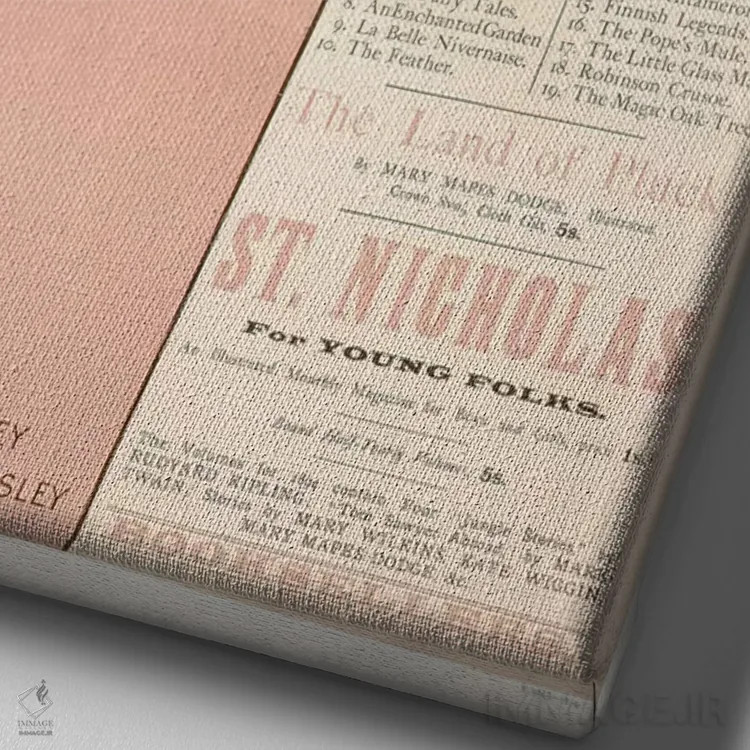 تابلو آگهی برای کتابهای کودکان، ۱۸۹۴ اثر آبری بردزلی (هنرمند و تصویرگر بریتانیایی) - نمای نزدیک بافت بوم