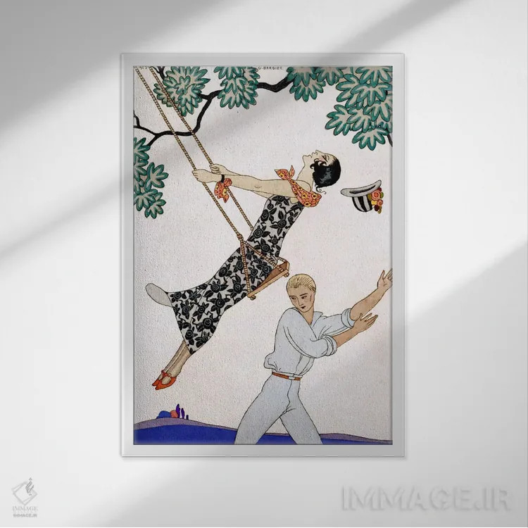 تابلو تاب، دهه ۱۹۲۰ اثر جورج باربیه (طراح و تصویرگر فرانسوی) - نمای قابدار سفید