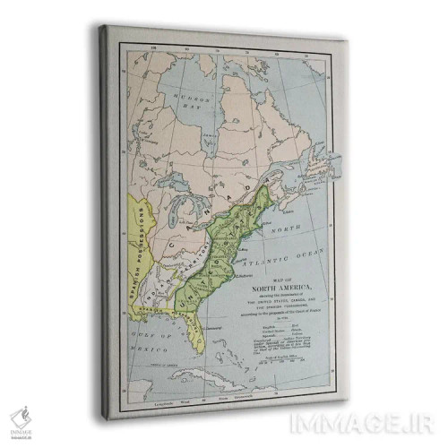 تابلو نقشهٔ آمریکای شمالی با مرزهای مالکیت، از "تاریخ روایی و انتقادی آمریکا" اثر مکتب انگلیسی (سبک یا جنبش هنری) - نمای پرسپکتیو محصول