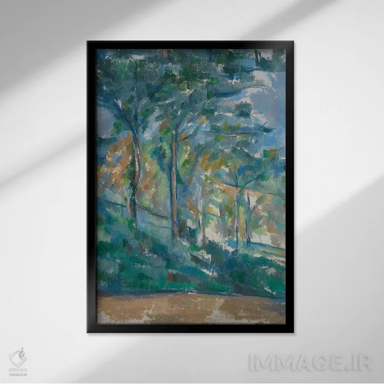 تابلو منظره، حدود ۱۹۰۰ اثر پل سزان - نمای قابدار مشکی