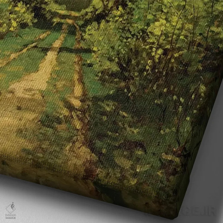 تابلو مسیر جنگلی، ۱۸۶۵ اثر کلود مونه (نقاش معروف فرانسوی) - نمای نزدیک بافت بوم