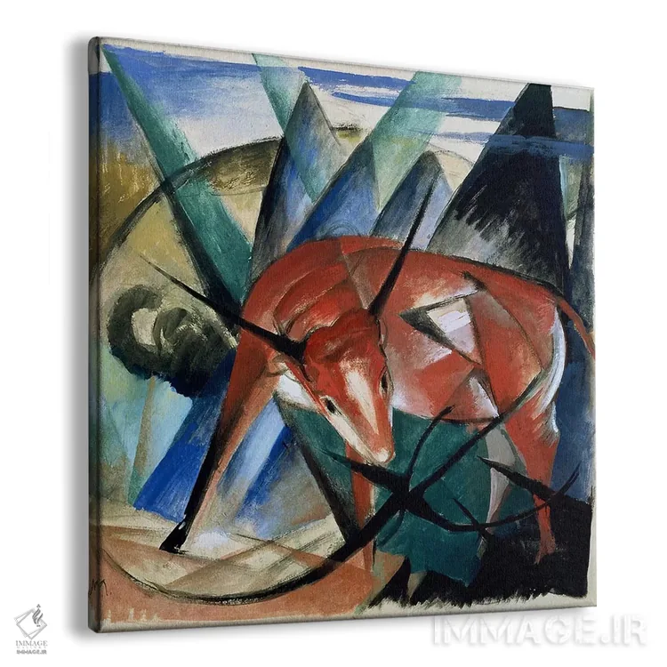 تابلو گاو قرمز اثر فرانتس مارک (نقاش اکسپرسیونیست آلمانی) - نمای پرسپکتیو محصول