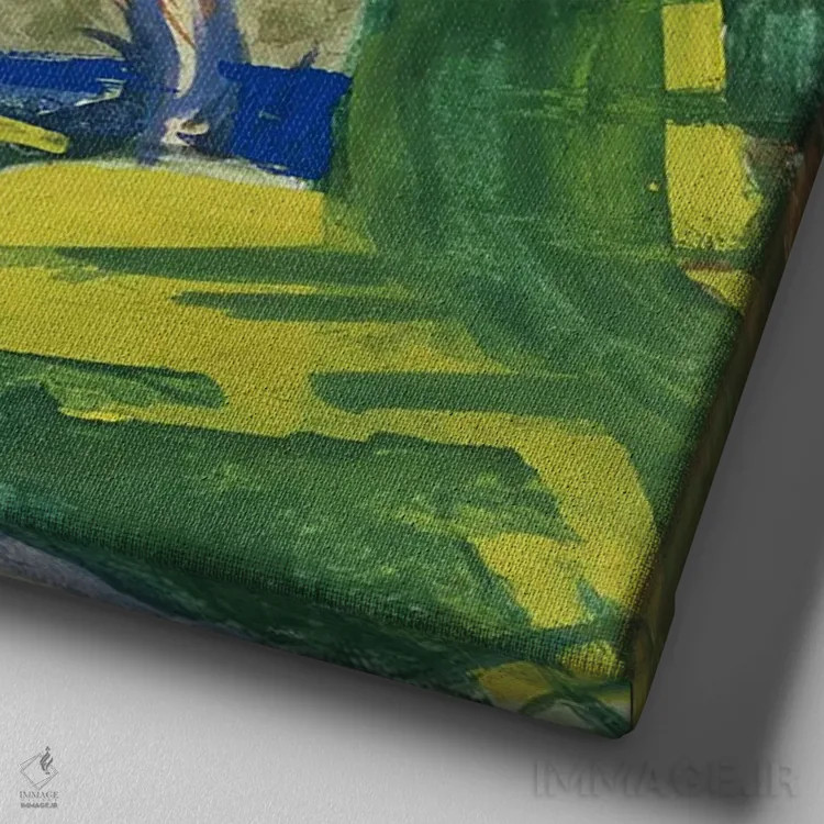 تابلو گاو آبی، ۱۹۱۴ اثر فرانتس مارک (نقاش اکسپرسیونیست آلمانی) - نمای نزدیک بافت بوم