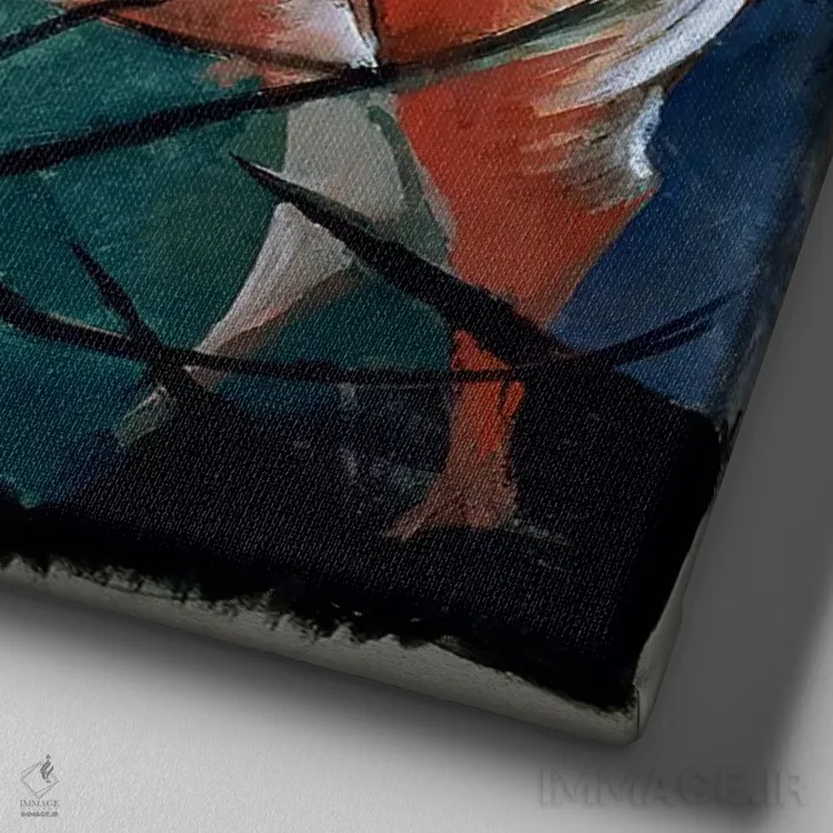 تابلو گاو قرمز اثر فرانتس مارک (نقاش اکسپرسیونیست آلمانی) - نمای نزدیک بافت بوم