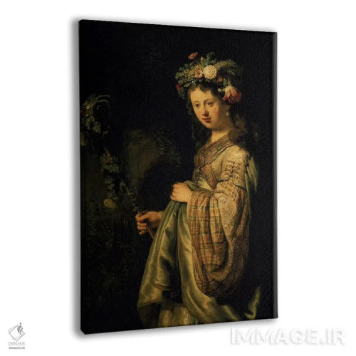 تابلو ساسکیا به عنوان فلورا، ۱۶۳۴ اثر رمبرانت فان رَین (نقاش بزرگ هلندی) - نمای پرسپکتیو محصول