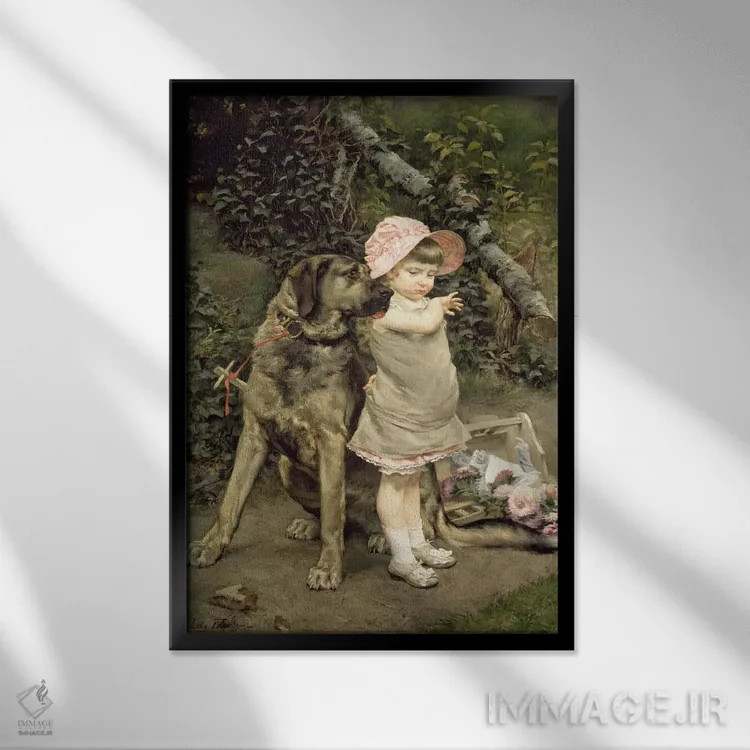 تابلو همدم سگ اثر ادگار فاراسین - نمای قابدار مشکی