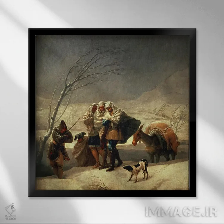 تابلو توفان برف، ۱۷۸۶-۸۷ اثر فرانسیسکو گویا (نقاش و چاپگر اسپانیایی) - نمای قابدار مشکی