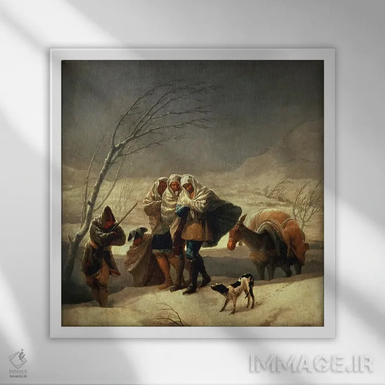 تابلو توفان برف، ۱۷۸۶-۸۷ اثر فرانسیسکو گویا (نقاش و چاپگر اسپانیایی) - نمای قابدار سفید