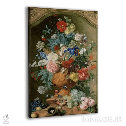 تابلو گلها در گلدان سفالی، ۱۷۳۶ اثر یان فان هویسوم - نمای پرسپکتیو محصول