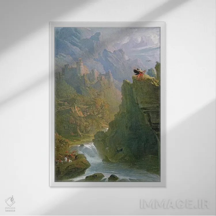 تابلو شاعر حماسی، حدود ۱۸۱۷ اثر جان مارتین - نمای قابدار سفید