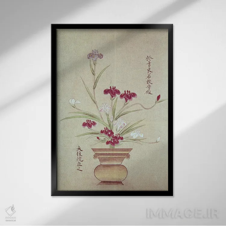 تابلو ارکیدهها اثر مکتب ژاپنی (سبک هنری) - نمای قابدار مشکی