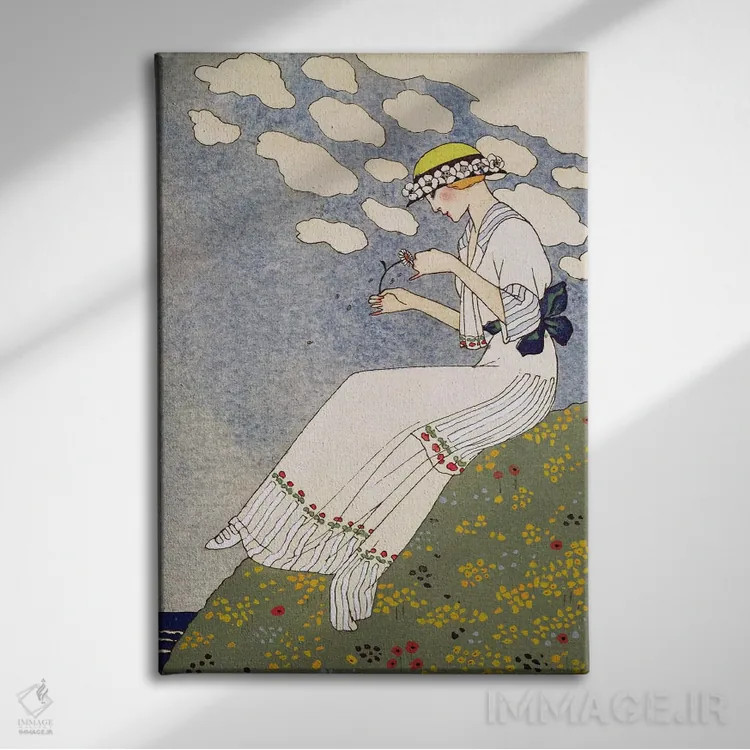 تابلو نگویید هیچ چیز، از گازت دو بون تون شماره ۱۰، ۱۹۱۳ (مجله مد فرانسوی) اثر جورج باربیه (طراح و تصویرگر فرانسوی) - نمای روبهرو روی دیوار