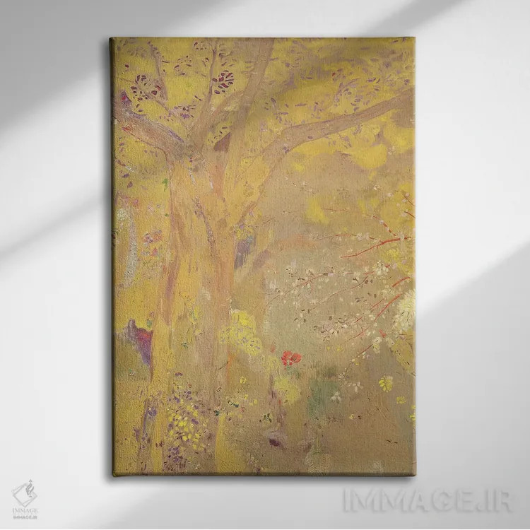 تابلو درخت زرد اثر اودیلو ردون - نمای روبهرو روی دیوار