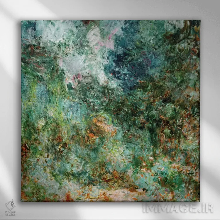 تابلو خانه در ژیورنی از دید باغ رز، ۱۹۲۲-۲۴ اثر کلود مونه (نقاش معروف فرانسوی) - نمای روبهرو روی دیوار