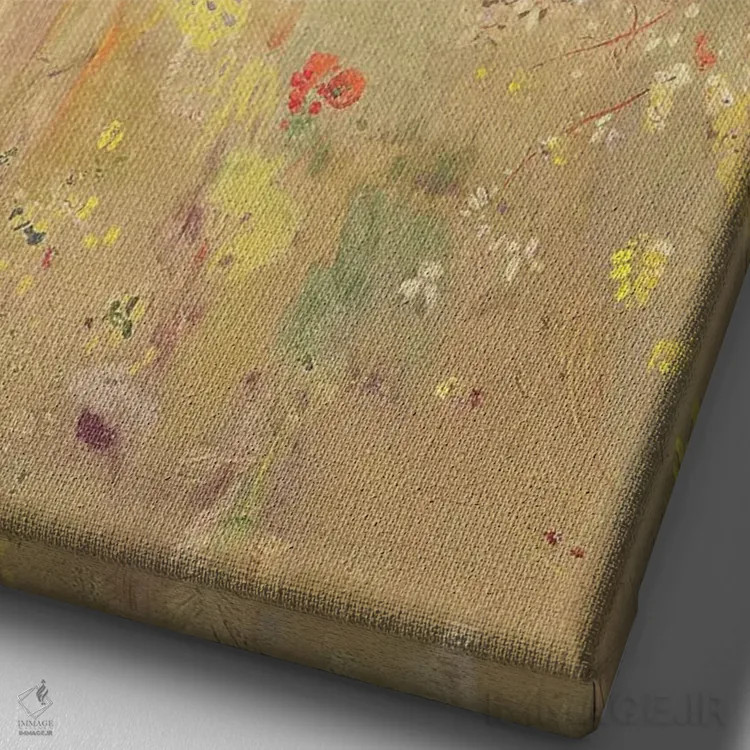 تابلو درخت زرد اثر اودیلو ردون - نمای نزدیک بافت بوم