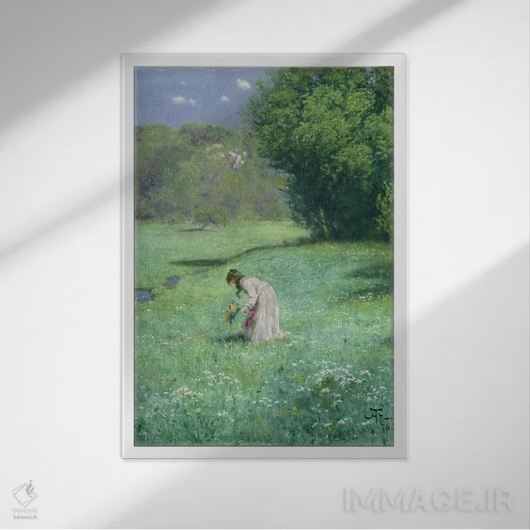 تابلو چمنزار جنگلی، ۱۸۷۶ اثر هانس توما - نمای قابدار سفید