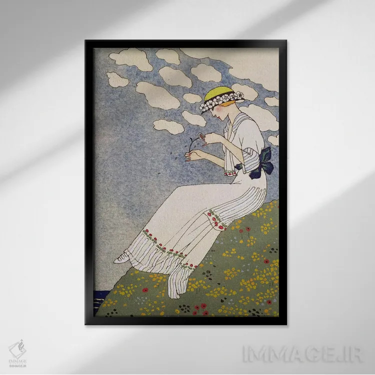 تابلو نگویید هیچ چیز، از گازت دو بون تون شماره ۱۰، ۱۹۱۳ (مجله مد فرانسوی) اثر جورج باربیه (طراح و تصویرگر فرانسوی) - نمای قابدار مشکی