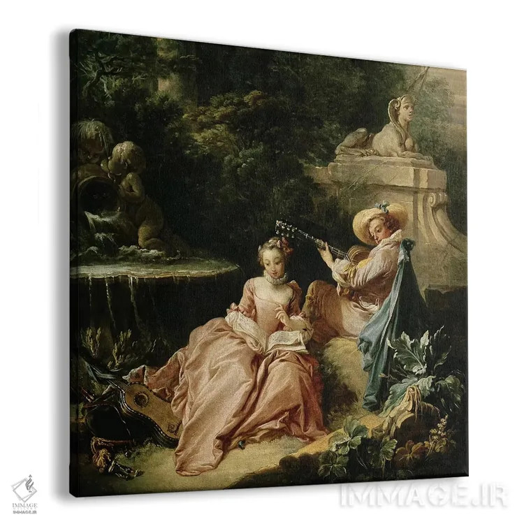 تابلو درس موسیقی، ۱۷۴۹ اثر فرانسوا بوشه (نقاش فرانسوی سبک روکوکو) - نمای پرسپکتیو محصول