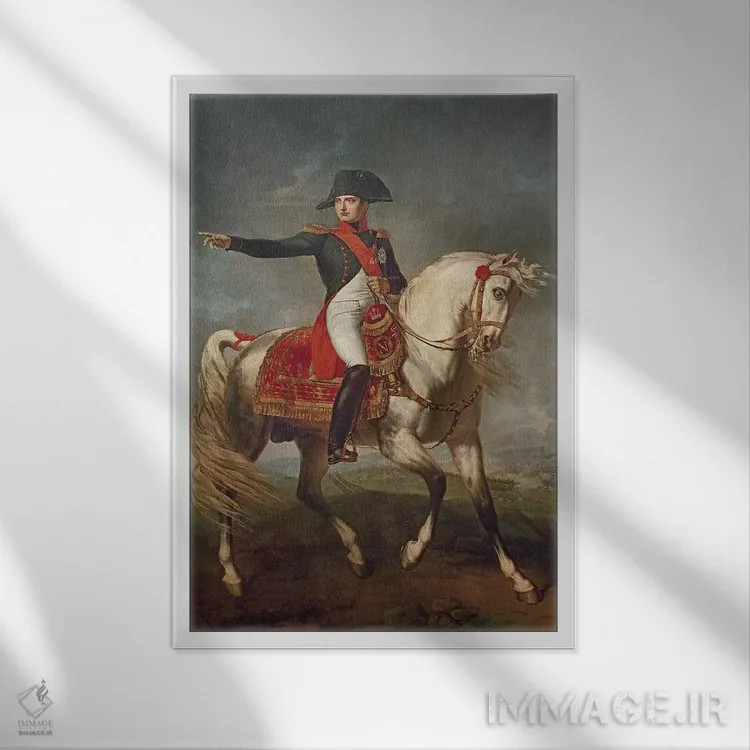 تابلو پرتره سوارهنظامی ناپلئون اول اثر جوزف شابور - نمای قابدار سفید