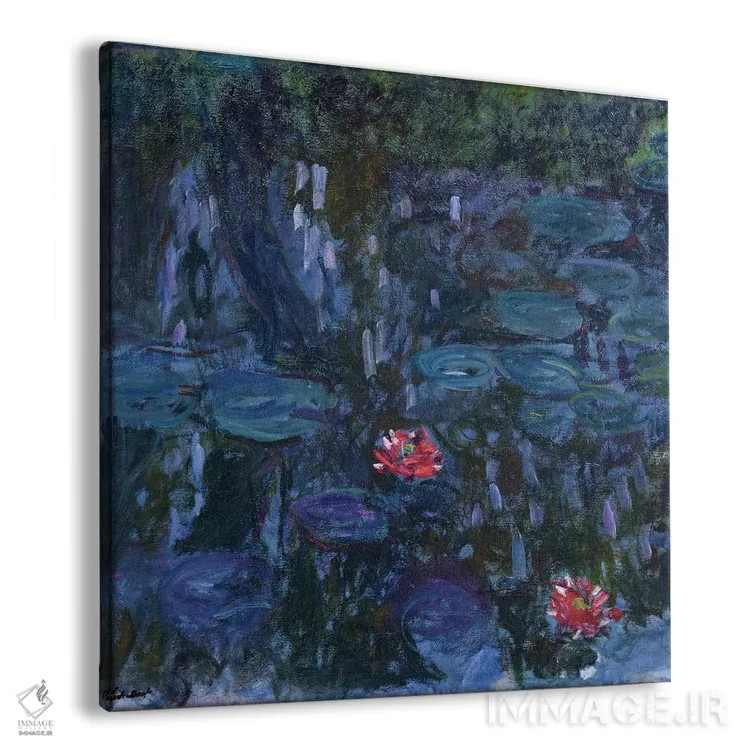 تابلو نیلوفرهای آبی با بازتاب درخت بید، ۱۹۱۶-۱۹ اثر کلود مونه (نقاش معروف فرانسوی) - نمای پرسپکتیو محصول