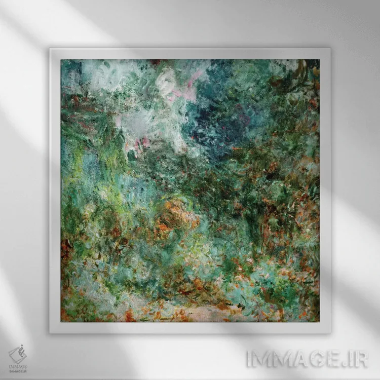 تابلو خانه در ژیورنی از دید باغ رز، ۱۹۲۲-۲۴ اثر کلود مونه (نقاش معروف فرانسوی) - نمای قابدار سفید