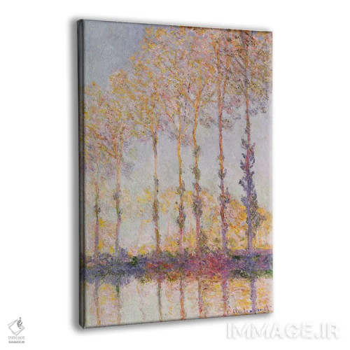 تابلو صنوبرها در کناره رود اپت، ۱۸۹۱ اثر کلود مونه (نقاش معروف فرانسوی) - نمای پرسپکتیو محصول