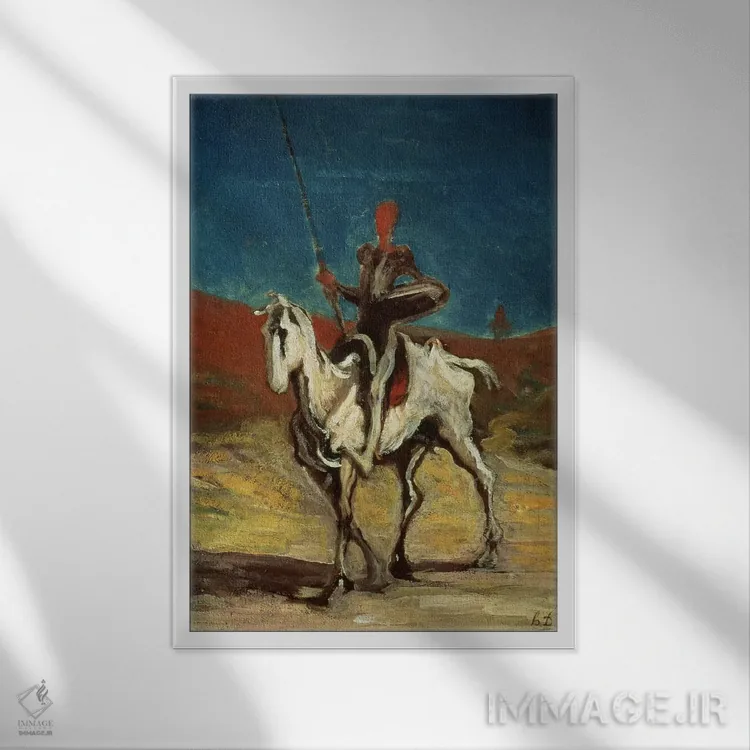 تابلو دن کیشوت، حدود ۱۸۶۵-۱۸۷۰ اثر اُنوره دومیه - نمای قابدار سفید