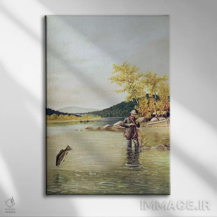 تابلو ماهیگیر قزلآلا، ۱۸۸۹ اثر دنتون - نمای روبهرو روی دیوار