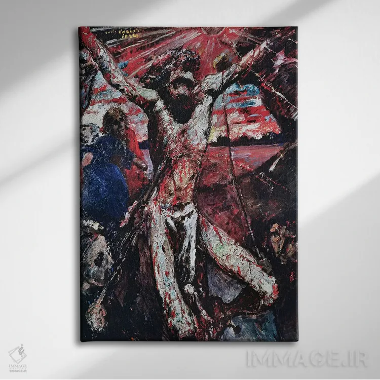 تابلو مسیح قرمز، ۱۹۲۲ اثر لوویس کورینت (نقاش آلمانی) - نمای روبهرو روی دیوار