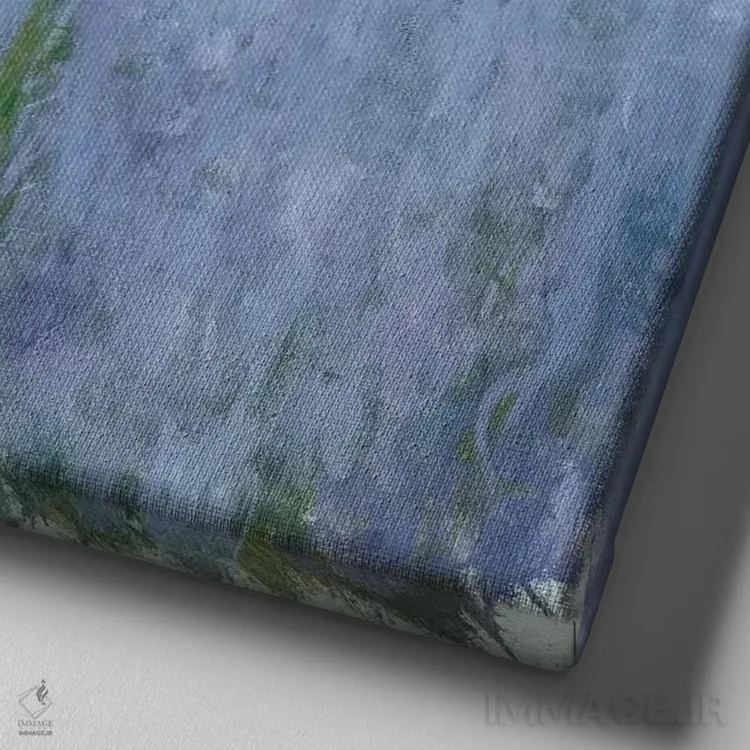 تابلو نیلوفرهای آبی، ۱۹۱۶-۱۹ اثر کلود مونه (نقاش معروف فرانسوی) - نمای نزدیک بافت بوم