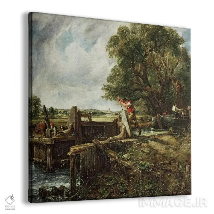 تابلو قفل (دریچه آببند)، ۱۸۲۴ اثر جان کانستبل (نقاش انگلیسی) - نمای پرسپکتیو محصول