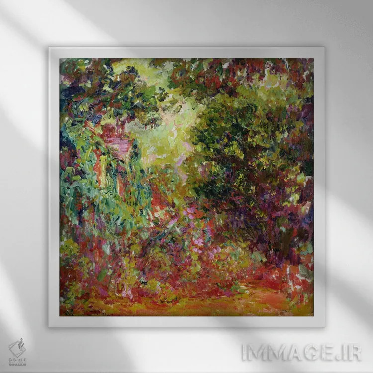 تابلو خانه هنرمند از باغ رز، ۱۹۲۲-۲۴ اثر کلود مونه (نقاش معروف فرانسوی) - نمای قابدار سفید