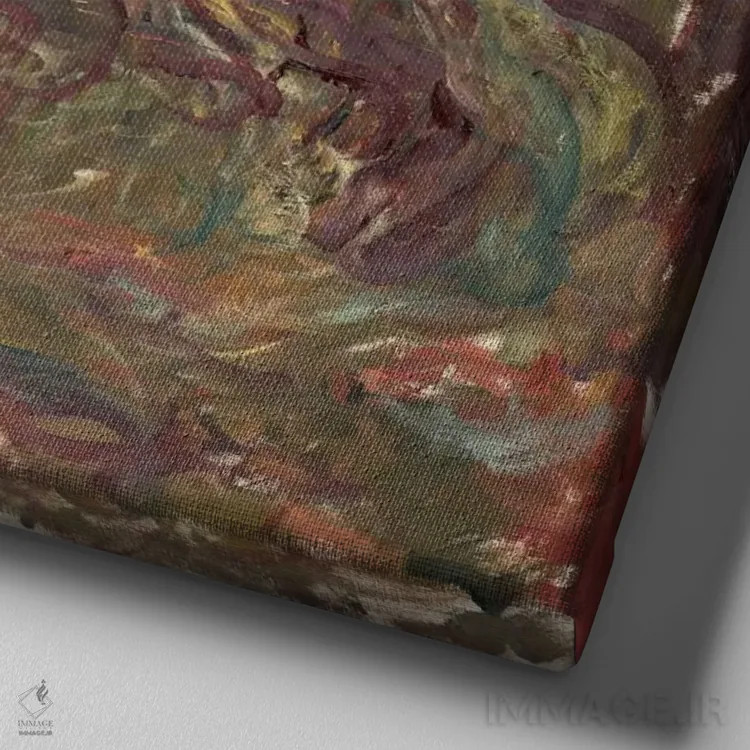 تابلو مسیر گل رز، ۱۹۲۰-۲۲ اثر کلود مونه (نقاش معروف فرانسوی) - نمای نزدیک بافت بوم