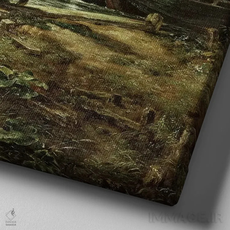 تابلو قفل (دریچه آببند)، ۱۸۲۴ اثر جان کانستبل (نقاش انگلیسی) - نمای نزدیک بافت بوم