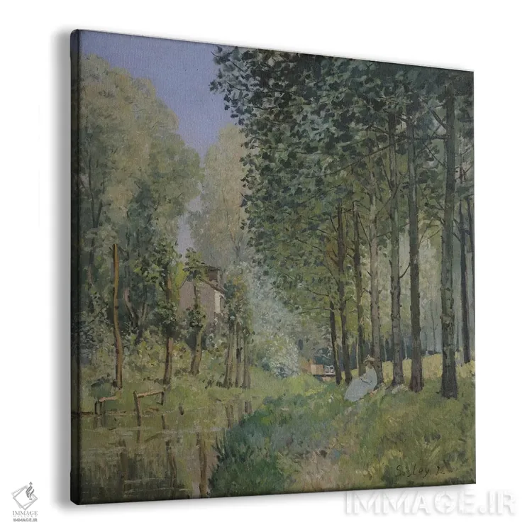 تابلو استراحت کنار جویبار، حاشیهٔ جنگل، ۱۸۷۲ اثر آلفرد سیسلی (نقاش امپرسیونیست انگلیسی-فرانسوی) - نمای پرسپکتیو محصول