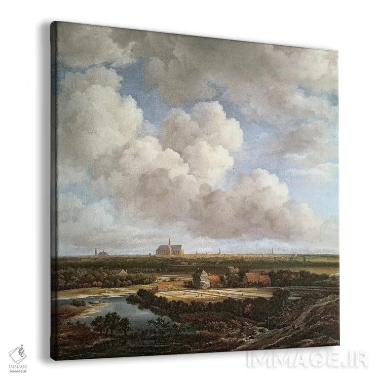 تابلو محوطهٔ سفیدکنندگی در حومهٔ شهری نزدیک هارلم، ۱۶۷۰ اثر جیکوب ایساکس فان رایسدال - نمای پرسپکتیو محصول