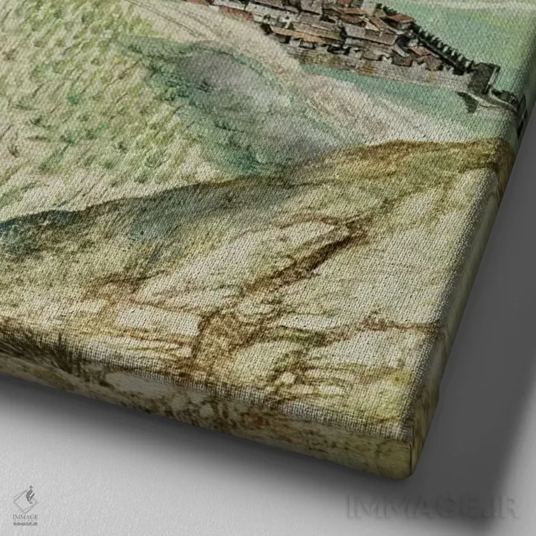 تابلو نمای درهٔ آرکو در تیرول، ۱۴۹۵ اثر آلبریشت دورر (نقاش آلمانی) - نمای نزدیک بافت بوم