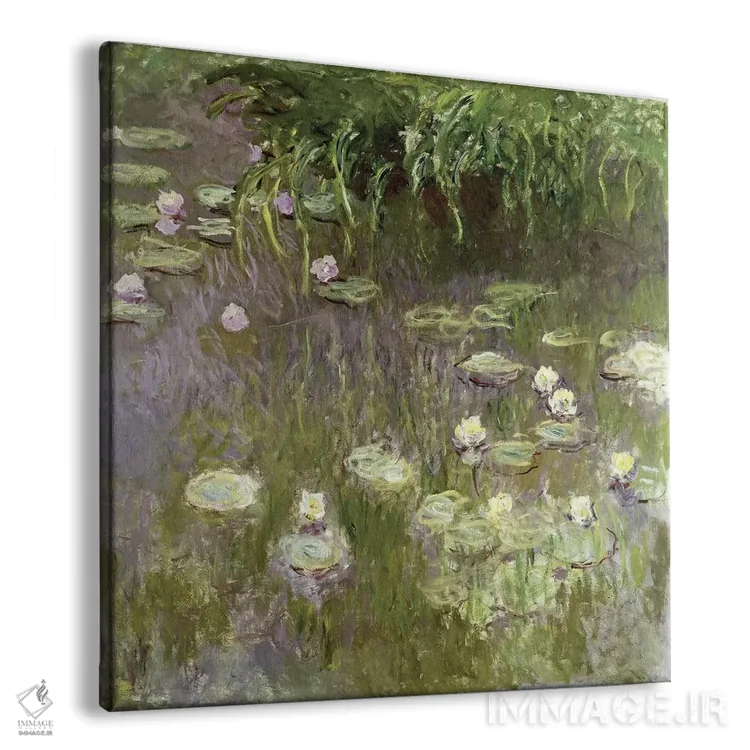 تابلو نیلوفرهای آبی در نیمروز، ۱۹۱۸ اثر کلود مونه (نقاش معروف فرانسوی) - نمای پرسپکتیو محصول