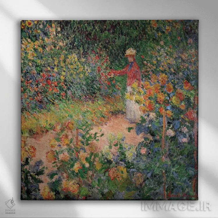 تابلو باغ در ژیورنی، ۱۸۹۵ اثر کلود مونه (نقاش معروف فرانسوی) - نمای روبهرو روی دیوار