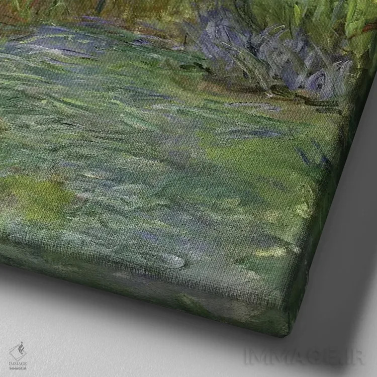 تابلو بیدهای مجنون، حوضچه نیلوفر آبی در ژیورنی، حدود ۱۹۱۸ اثر کلود مونه (نقاش معروف فرانسوی) - نمای نزدیک بافت بوم